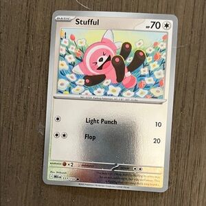 Stuffle Pokémon Card with Floral Background Reverse Holo